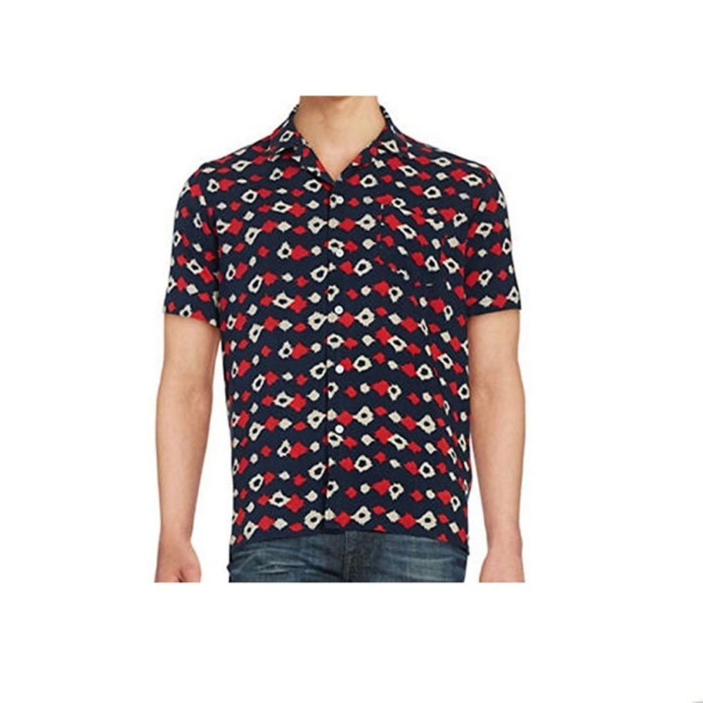 Lord &Taylor Man Ikat Rayon Camp Shirt Large